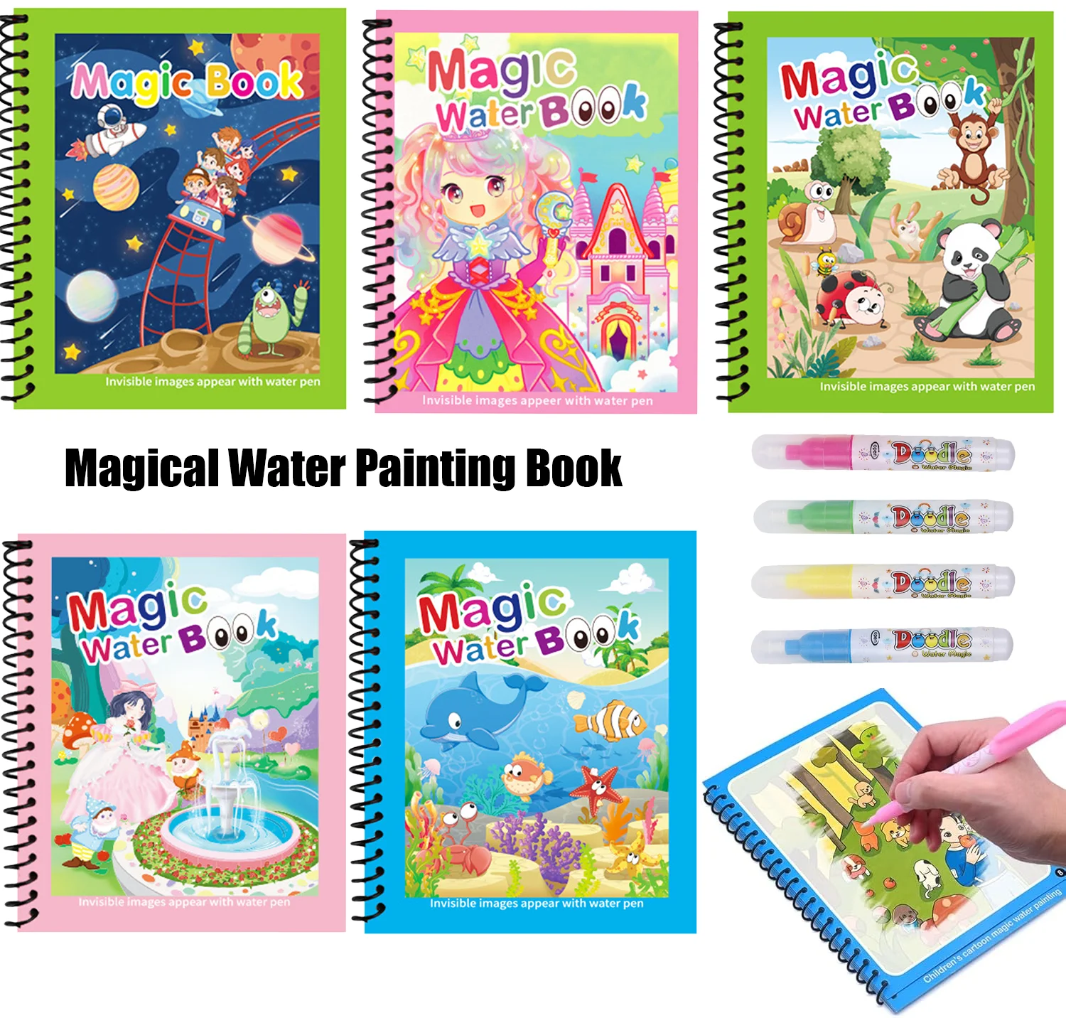 Livro de pintura reutilizável, - Reusable Water Magic Coloring Book avaliação e preço